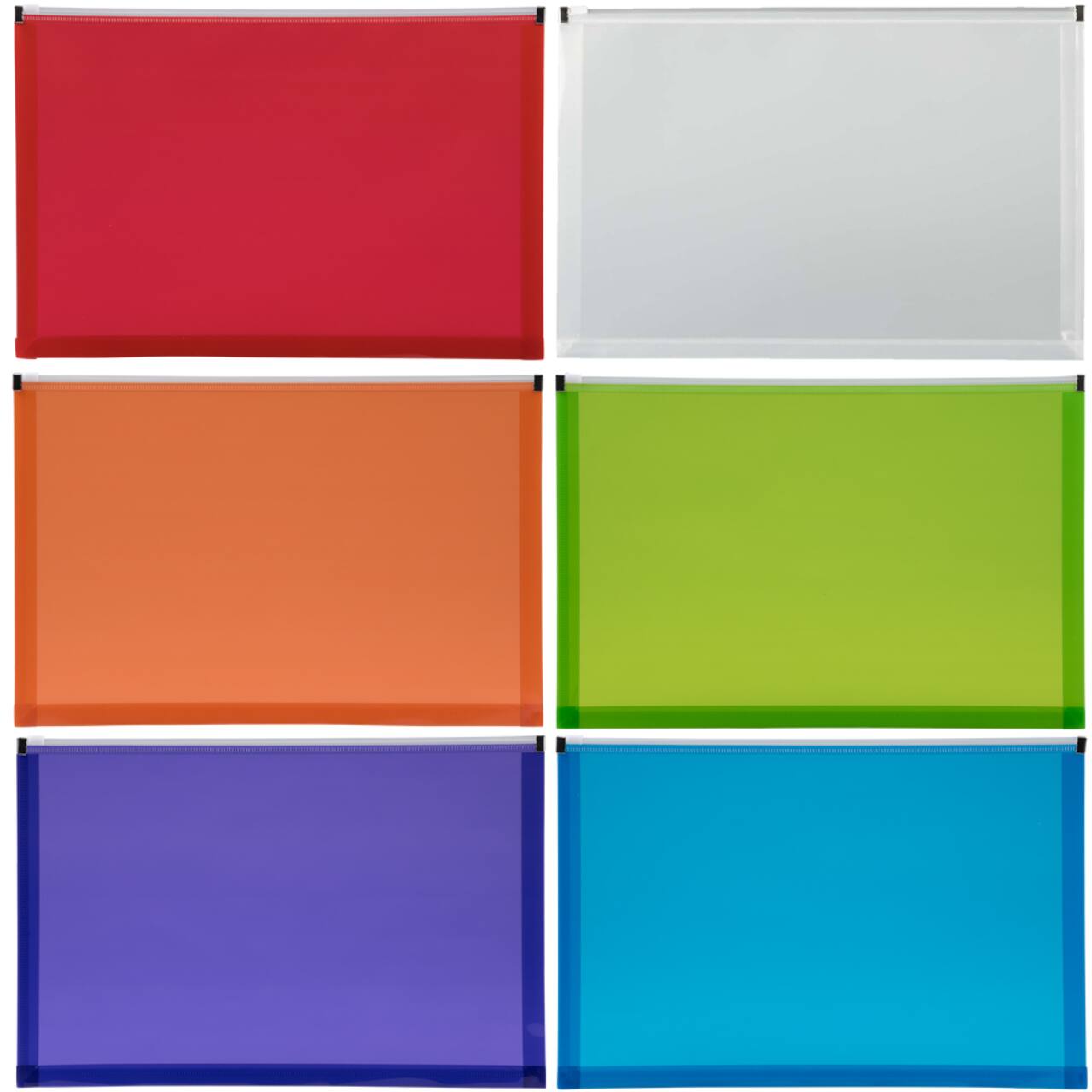 JAM Paper 9.5" x 14.5" Plastic Zip Closure Envelopes, 6ct.